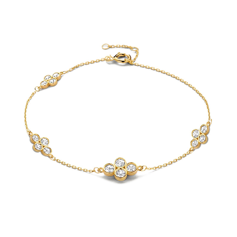 4 Sets Interconnected Four Bubble Bezel Round Lab Created Diamond Bracelet