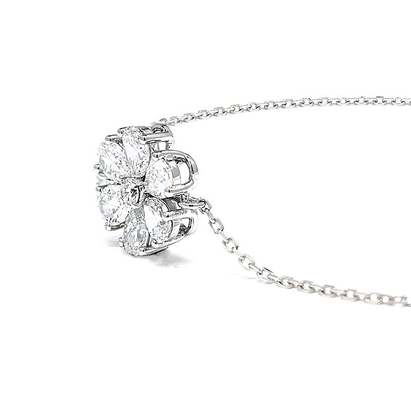 6 Petals Floral Motif Lab Grown Diamond Bracelet With Dainty White Gold Chain side view