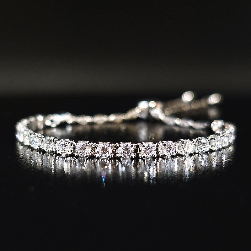 Bullhead Linear Setting Round Lab Created Diamond Bracelet front view