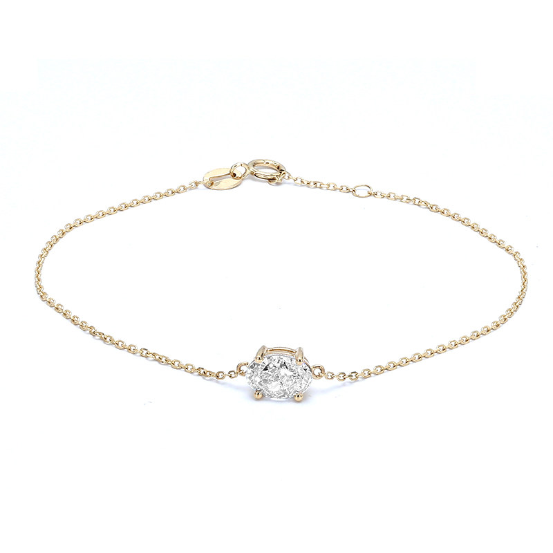 Oval Cut Solitaire Dual Layer Open Gallery Set Man Made Diamond Bracelet