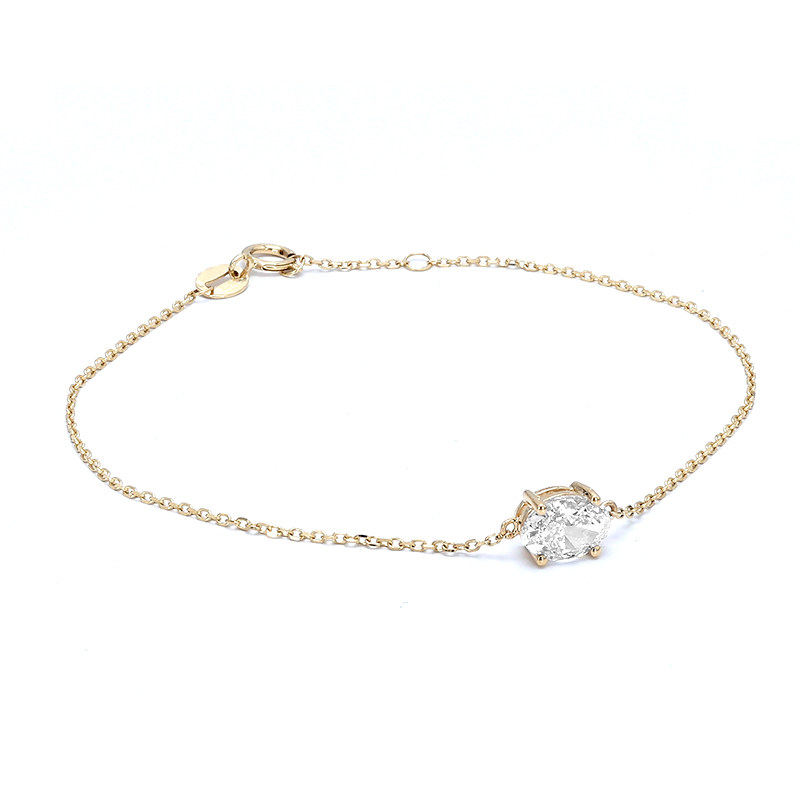 Oval Cut Solitaire Dual Layer Open Gallery Set Man Made Diamond Bracelet side view
