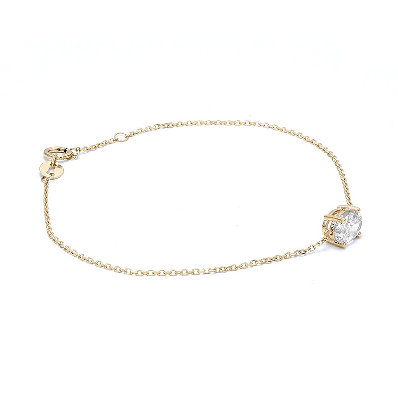 Oval Cut Solitaire Dual Layer Open Gallery Set Man Made Diamond Bracelet back view