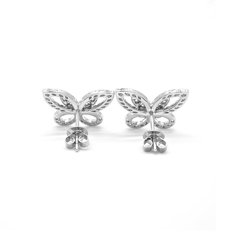 Delicate Open Wing Butterfly Pavé Lab Grown Diamond Stud Earrings