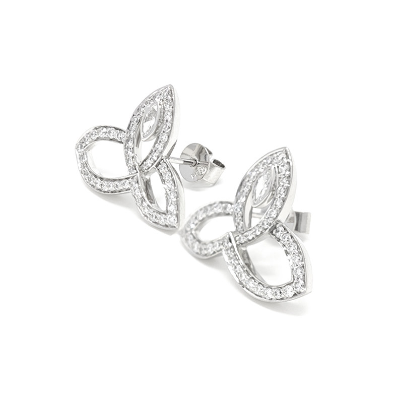 Luxe Three Petal Hollow Floral Lab Grown Diamond Studs