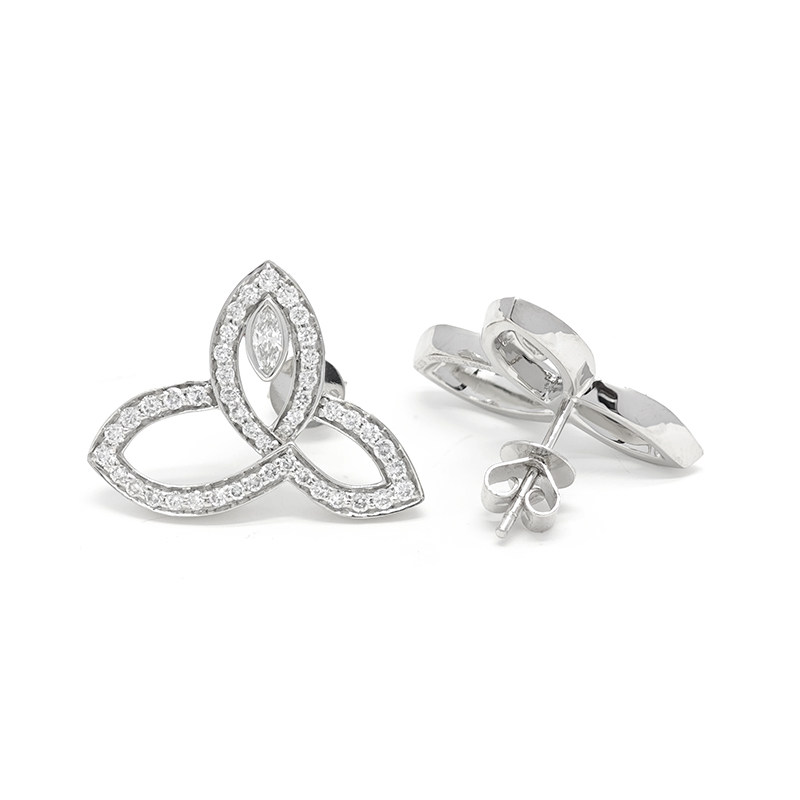 Hollow Floral Lab Grown Diamond Studs Earrings