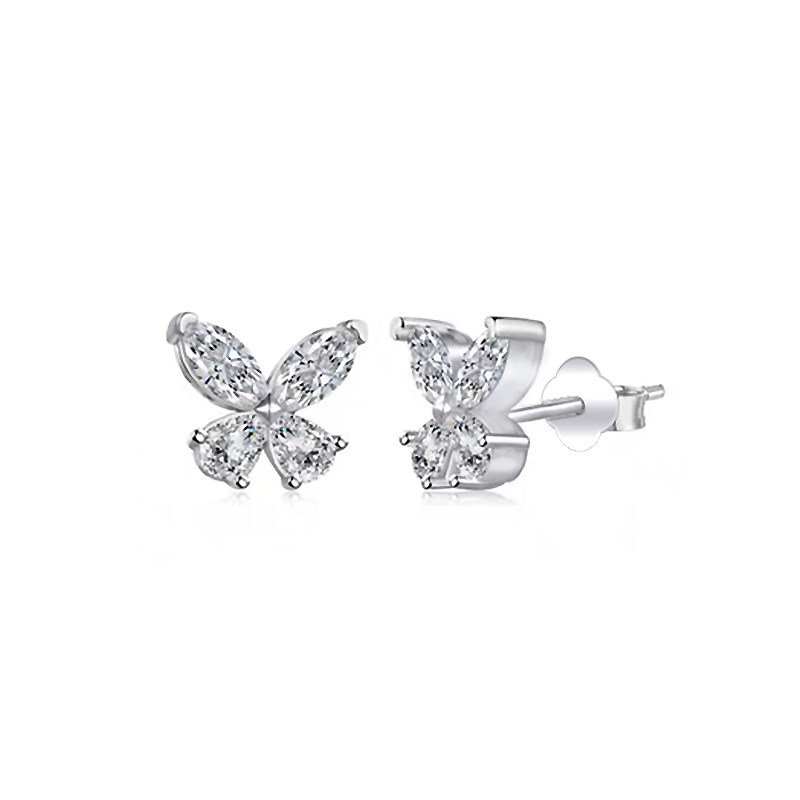 2 Marquise Cut & 2 Pear Cut Butterfly Motif Cultivated Diamond Stud In blank background img