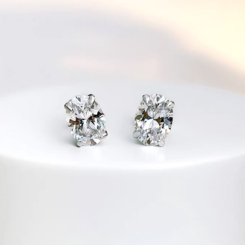 Timeless 4 Prong Oval Cut Solitaire Lab Diamond Stud Earring