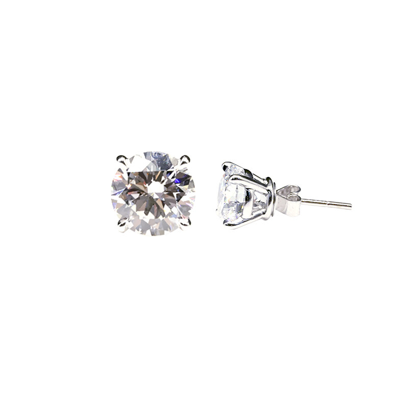 Classic Minimalist 4 Prong Round Cut Ethical Man Made Diamond Stud white gold
