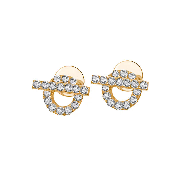 Luxe Horizontal Bar Ring Pavé Lab Grown Diamond Studs