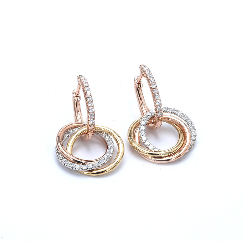 Interlocking Circle Lab Grown Diamond Drop Earrings