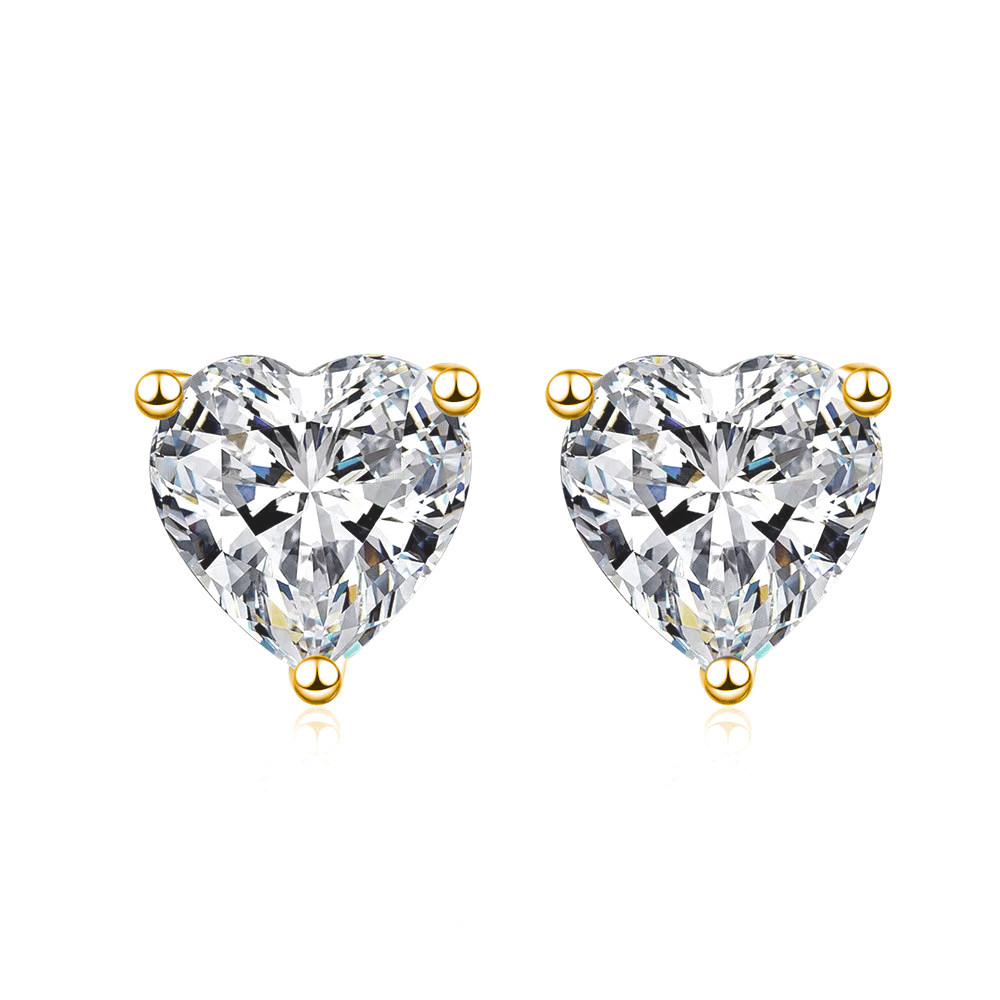 Timeless 3 Prong Heart Cut Bead Shaped Prong Lab Diamond Stud