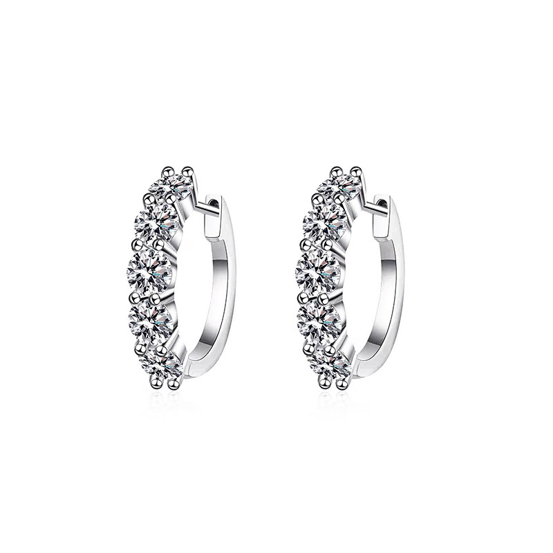 Half Eternity 5 Stone Shared Prong Lab Created Diamond Huggie