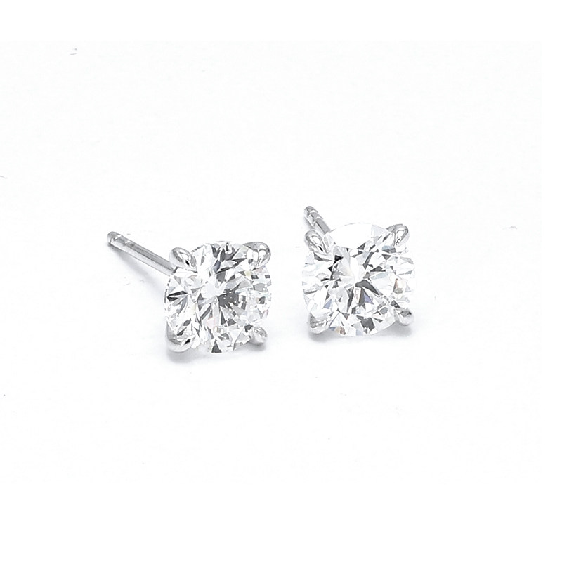 Timeless 4 Prong Round Cut Ethical Lab Created Diamond Stud Earrings
