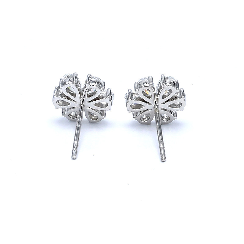 Snowflake Motif Pear Cut Lab Diamond Platinum Stud back view