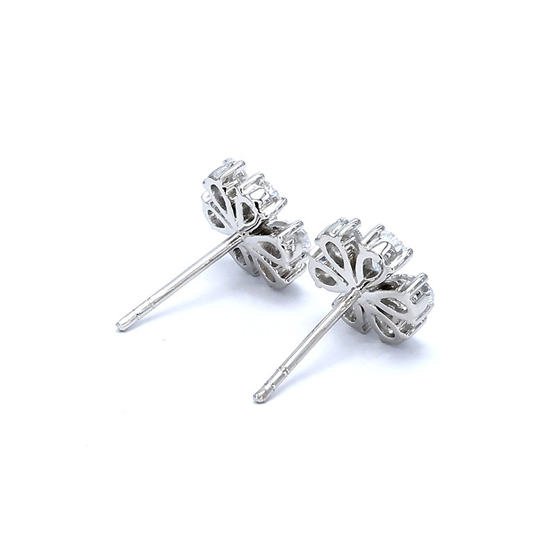 Snowflake Motif Pear Cut Lab Diamond Platinum Stud side view