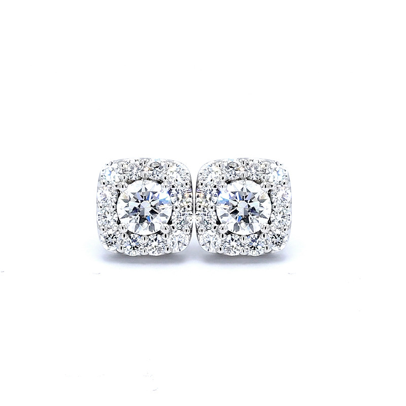 Round Cut Cushion Halo Open Bottom Set Cultivated Diamond Stud