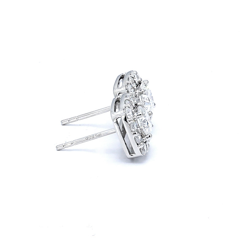 Round Cut Cushion Halo Open Bottom Set Cultivated Diamond Stud side view