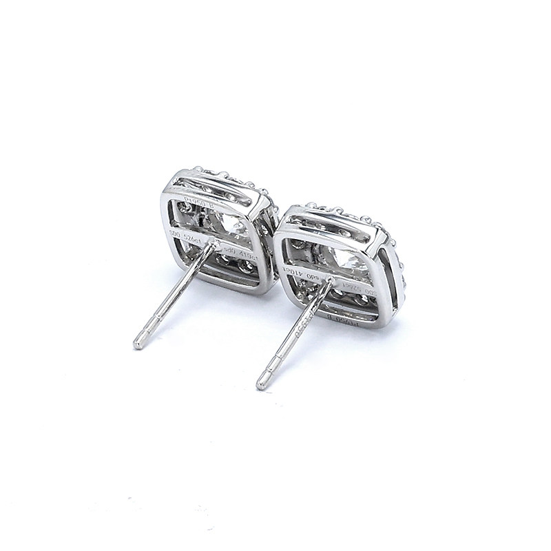 Round Cut Cushion Halo Open Bottom Set Cultivated Diamond Stud back view