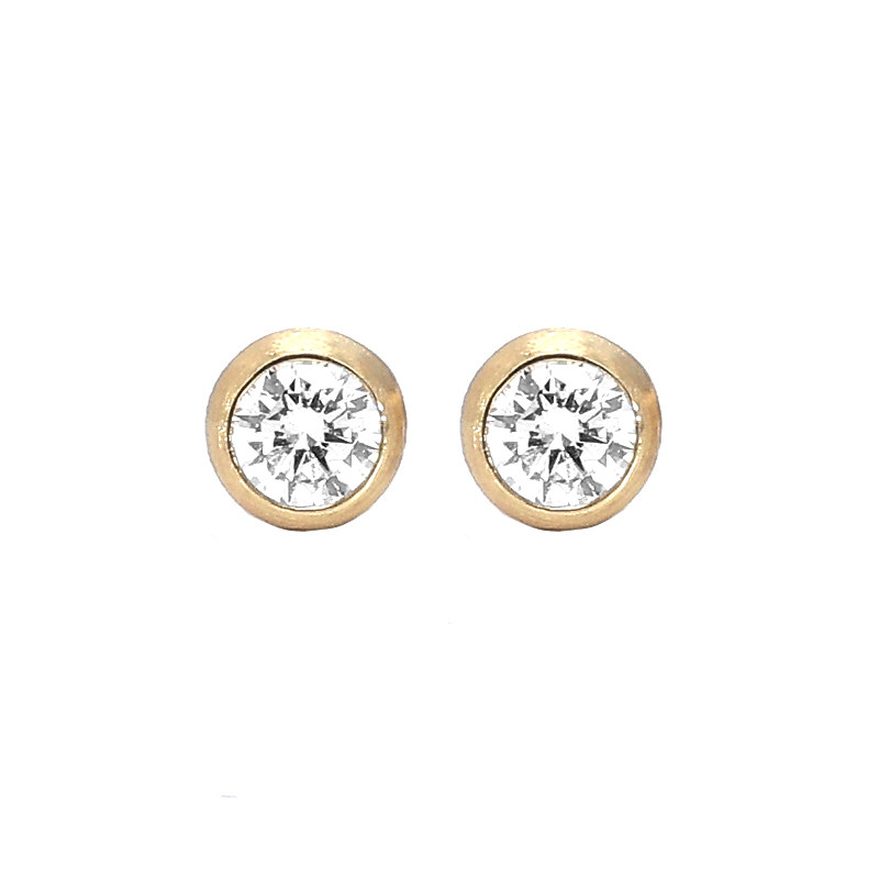 Bubble Bezel Set Solitaire Round Cut Ethical Lab Diamond Stud
