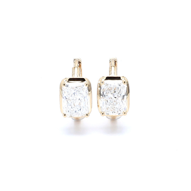 Solitaire Brilliant Radiant Cut 4 Prong &amp; Bezel Set Diamond Hoop front view