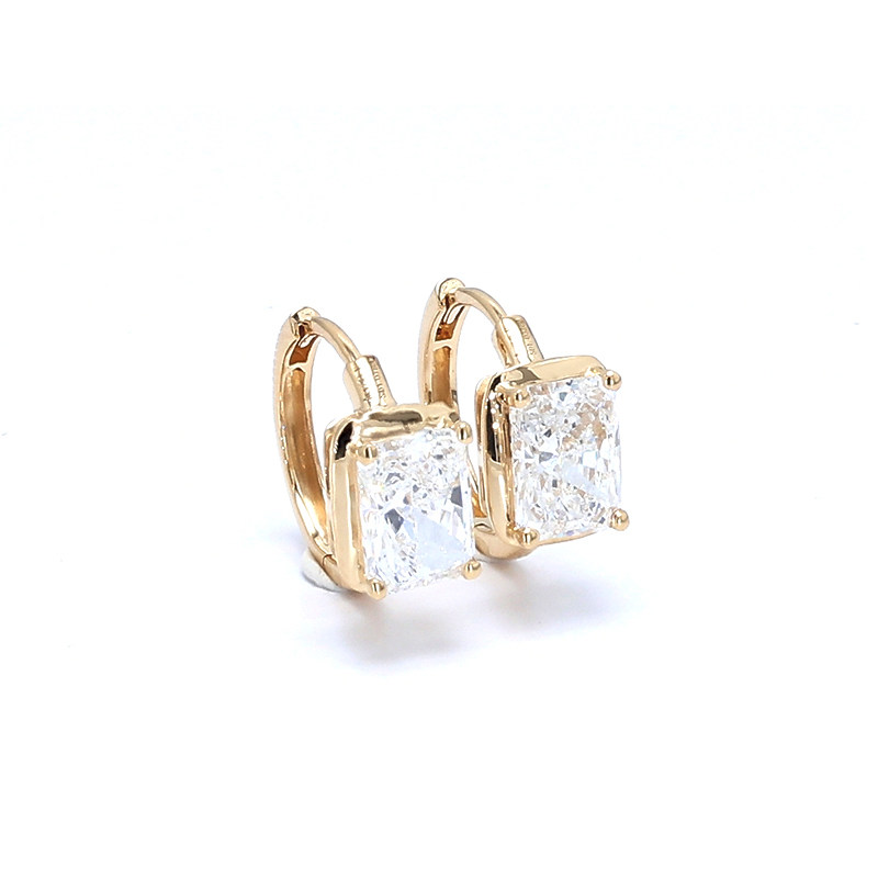 Solitaire Brilliant Radiant Cut 4 Prong &amp; Bezel Set Diamond Hoop details