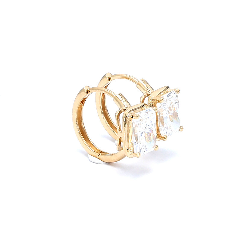 Solitaire Brilliant Radiant Cut 4 Prong &amp; Bezel Set Diamond Hoop left view