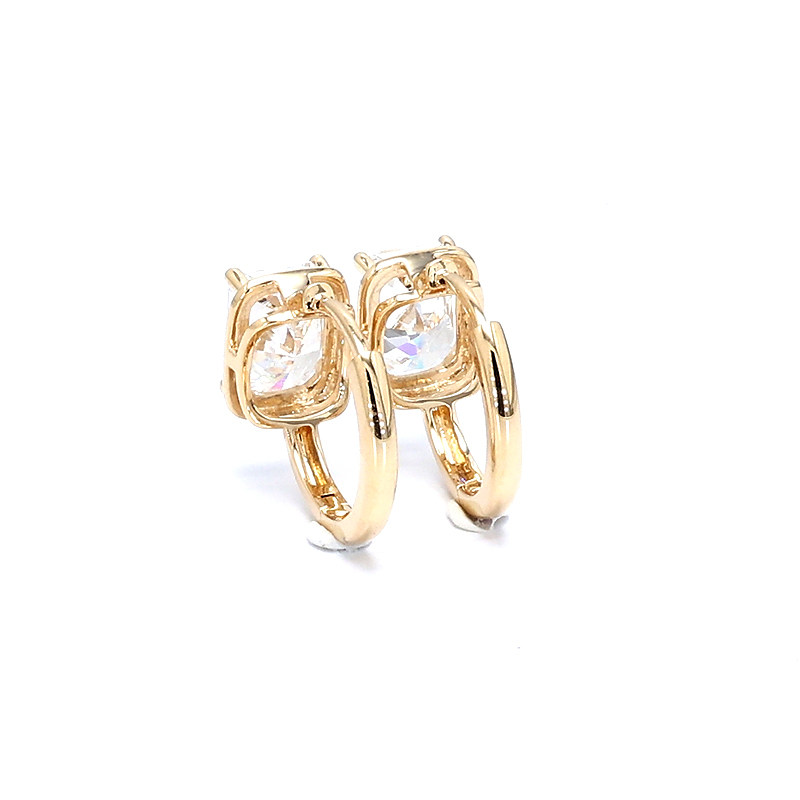 Solitaire Brilliant Radiant Cut 4 Prong &amp; Bezel Set Diamond Hoop back view