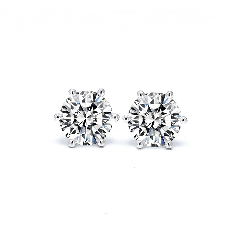 Classic 6 Prong Bud Head Solitaire Round Cut Synthetic Diamond Bud Earrings