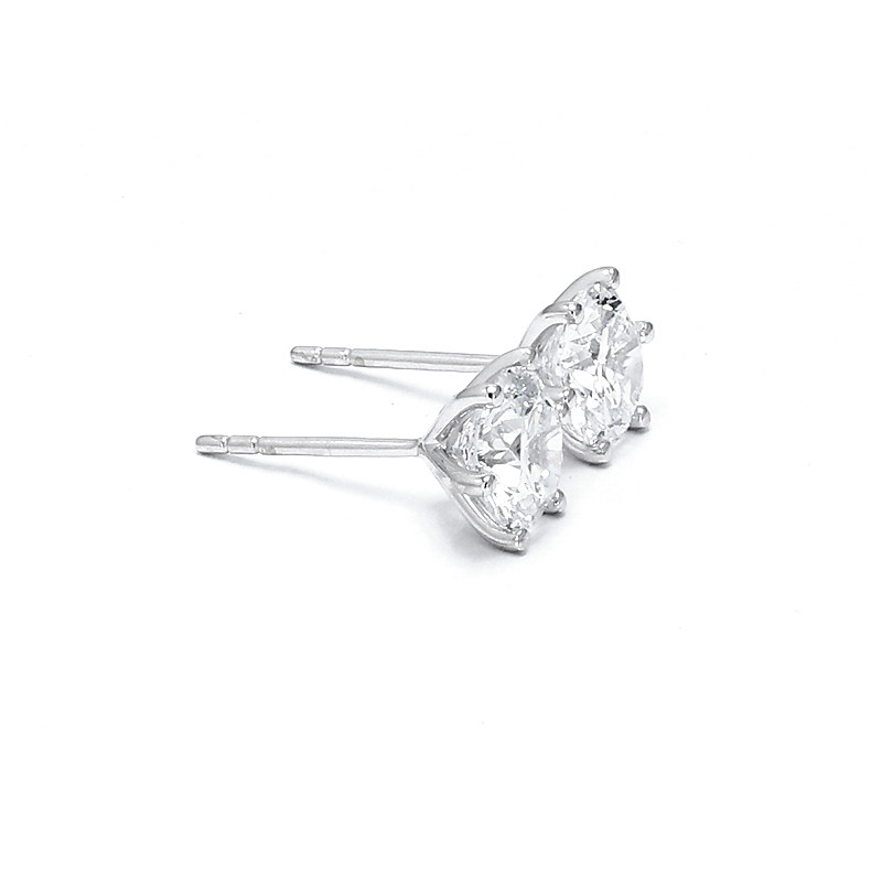 Classic 6 Prong Bud Head Solitaire Round Cut Synthetic Diamond Bud Earrings side view