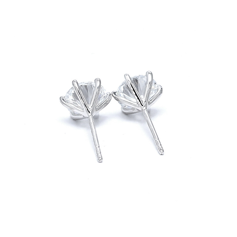 Classic 6 Prong Bud Head Solitaire Round Cut Synthetic Diamond Bud Earrings backside