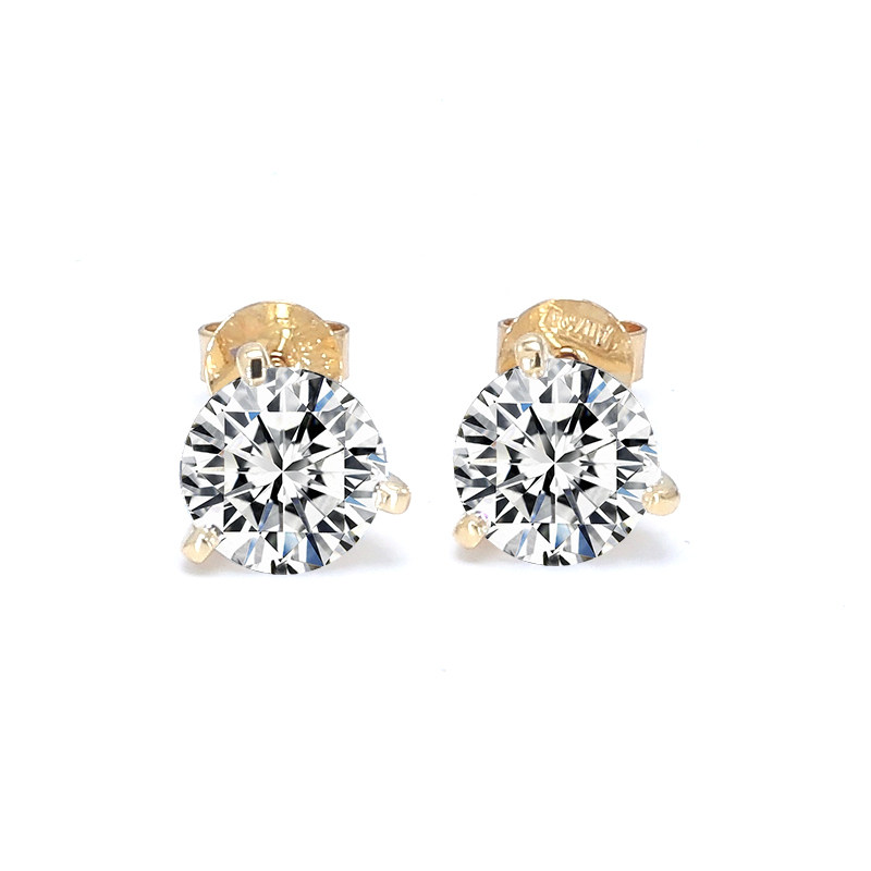 Classic Martini Set Round Cut Lab Created Diamond Yellow Gold Stud Earrings
