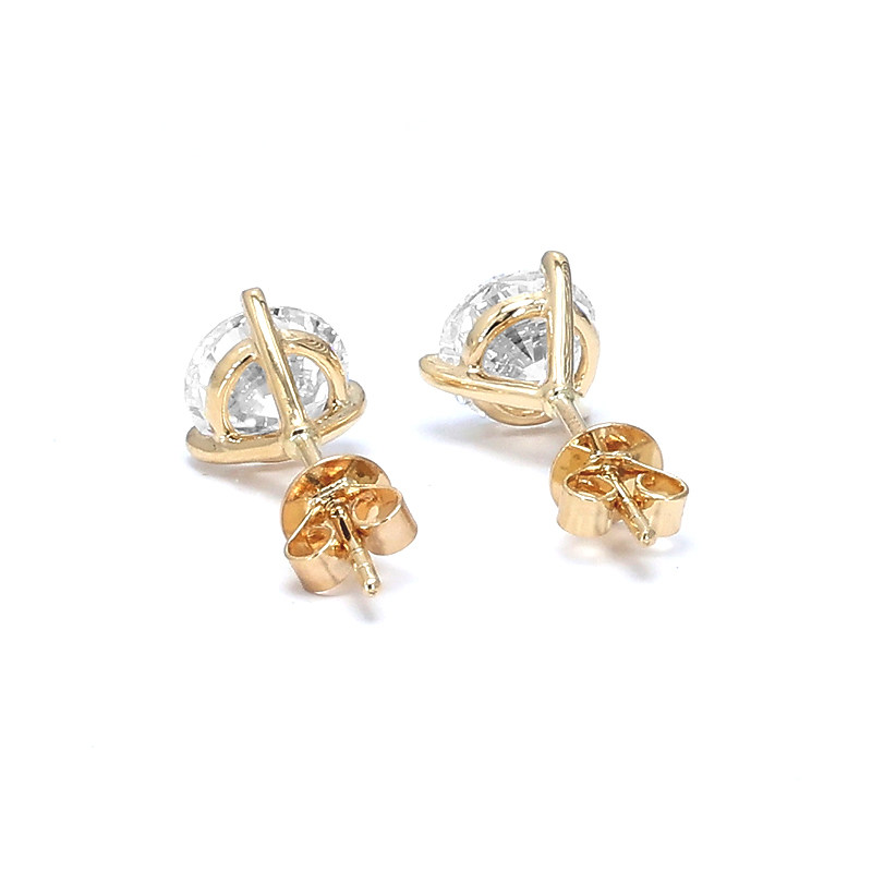 Classic Martini Set Round Cut Lab Created Diamond Yellow Gold Stud Earrings backside