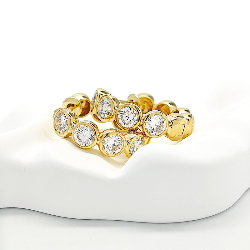 Bubble Bezel Set Lab Diamond Hoop