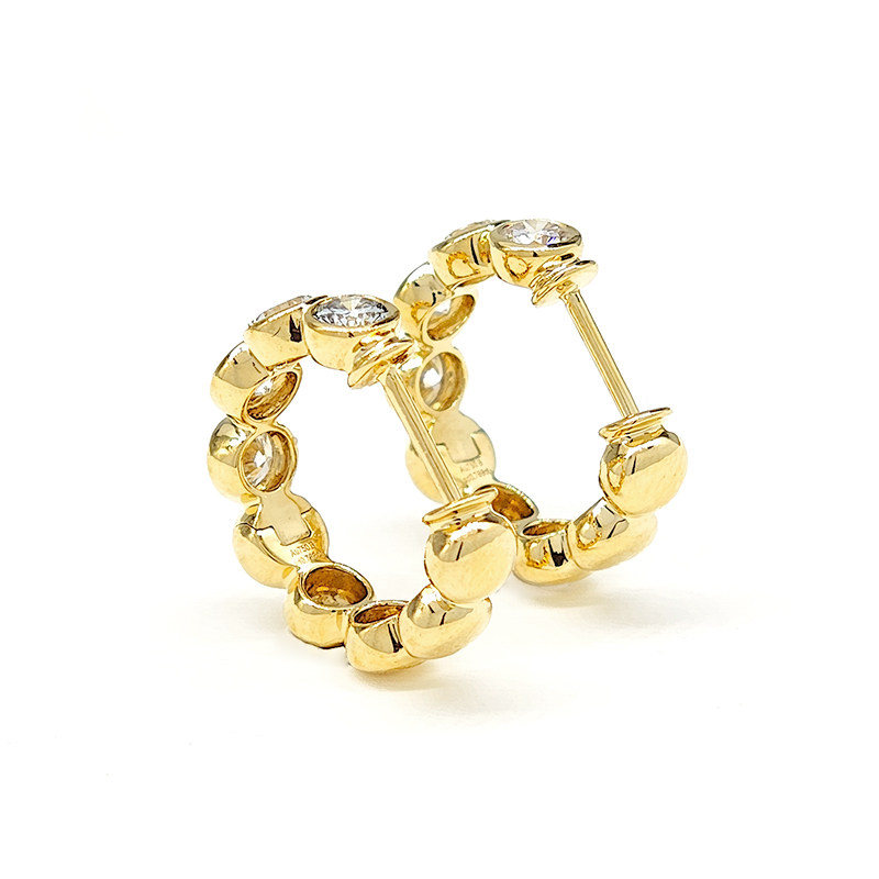 Bubble Bezel Set Lab Diamond Hoop Earrings