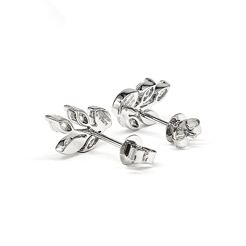 Art Deco Olive Branch Motif Marquise Cut &amp; Accent Lab Diamonds Stud details