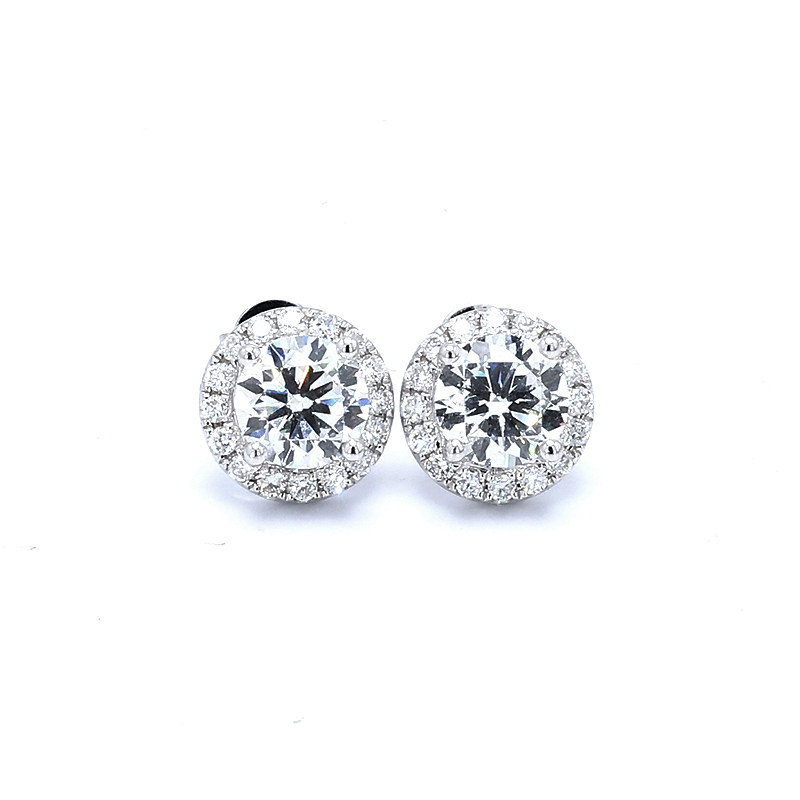 Romantic Vintage Round Halo Lab Diamond Stud Earrings