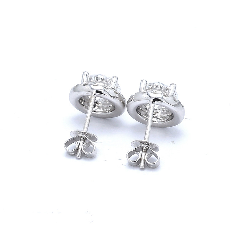 Round Halo Lab Diamond Stud
