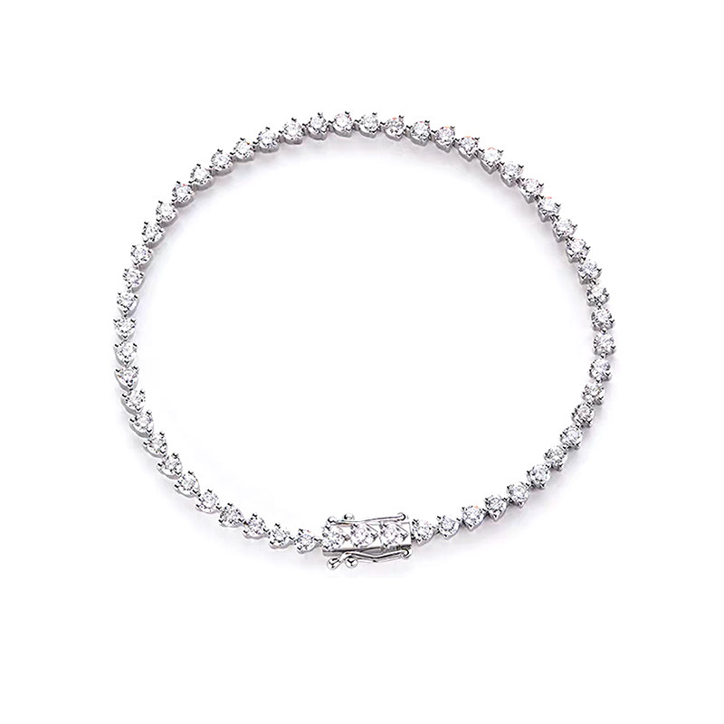 Continuous 3 Prong Round Cut Dual Layer Open Gallery Lab Diamond Tennis Bracelet