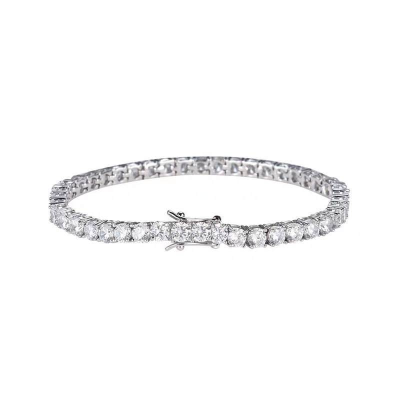 Classic Individual 4 Prong Round Cut Dual Layer Open Gallery Tennis Bracelet in blank background