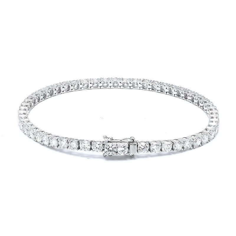 Classic Individual 4 Prong Round Cut Dual Layer Open Gallery Tennis Bracelet front view