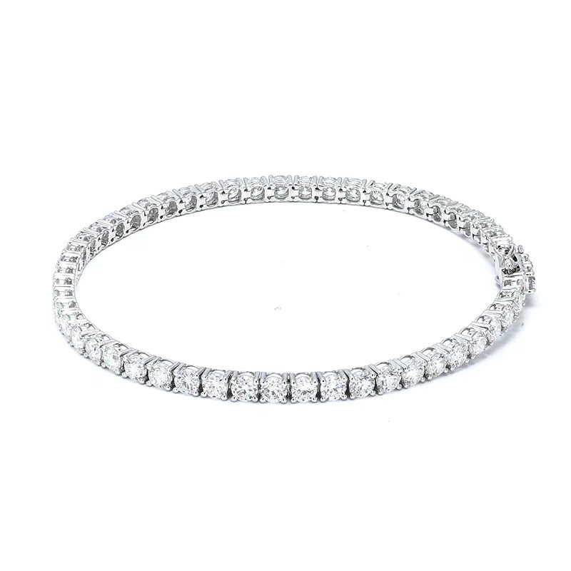 Classic Individual 4 Prong Round Cut Dual Layer Open Gallery Tennis Bracelet side view