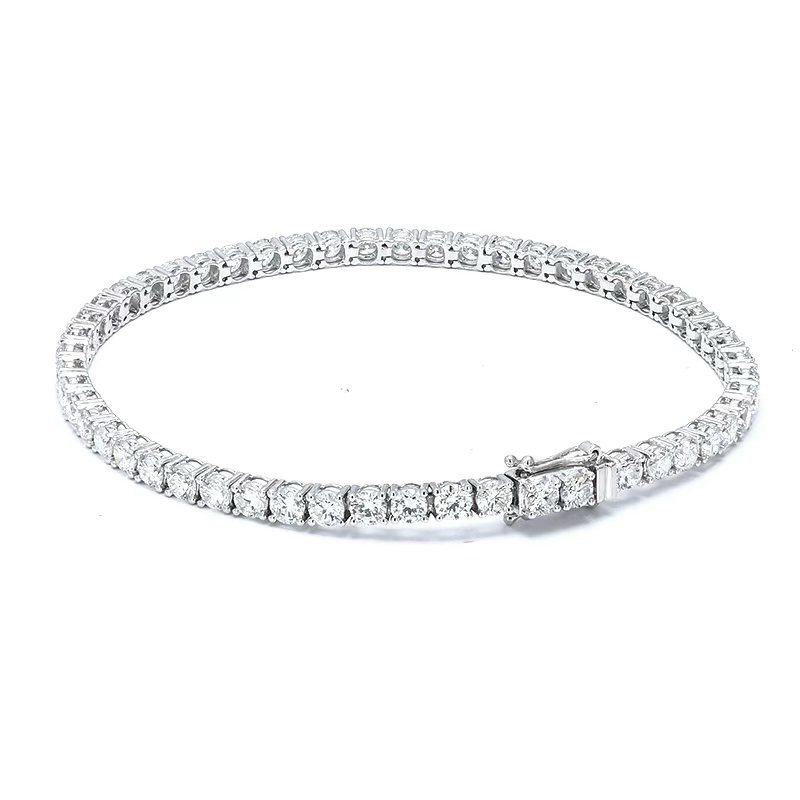 Classic Individual 4 Prong Round Cut Dual Layer Open Gallery Tennis Bracelet details