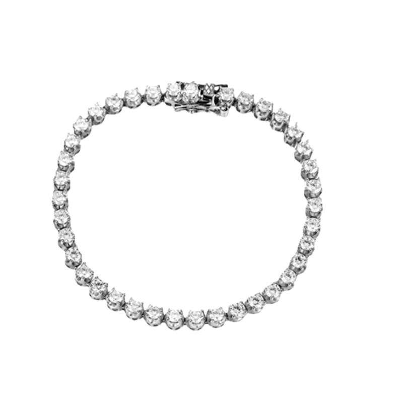 Classic Bull Head Set Round Cut Lab Cultured Diamond Tennis Bracelet top view
