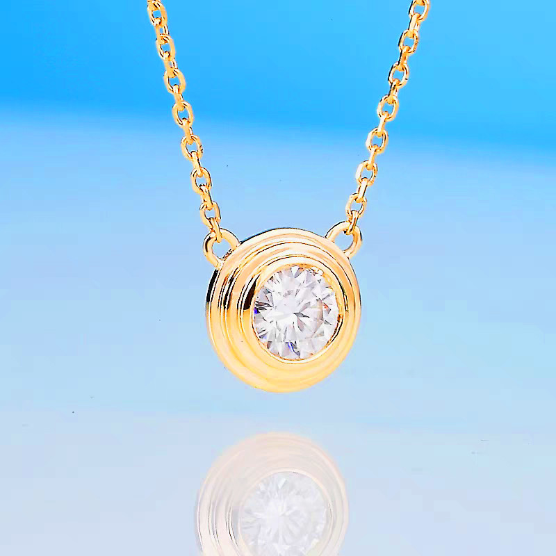 UFO Motif Solitaire Round Cut Man Made Diamond Necklace