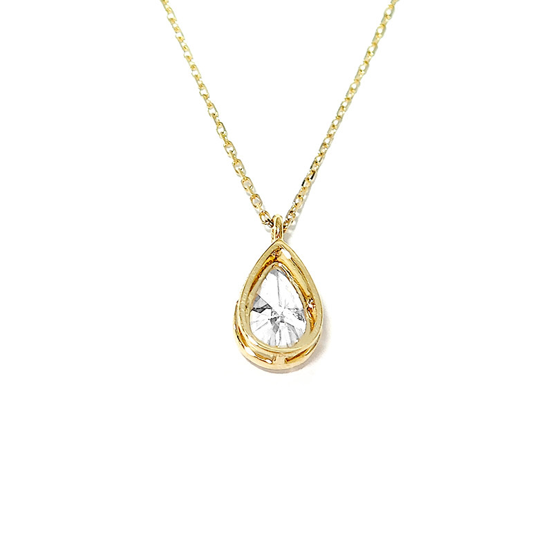 Solitaire Pear Cut Bezel Open Gallery Pendant Diamond Necklace