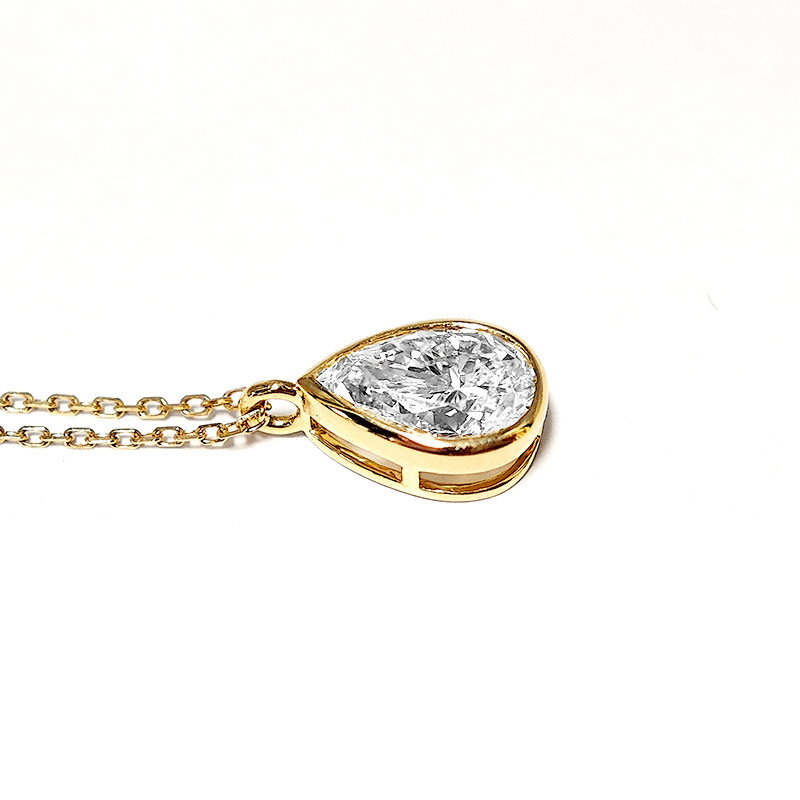 Solitaire Pear Cut Bezel Open Gallery Pendant details