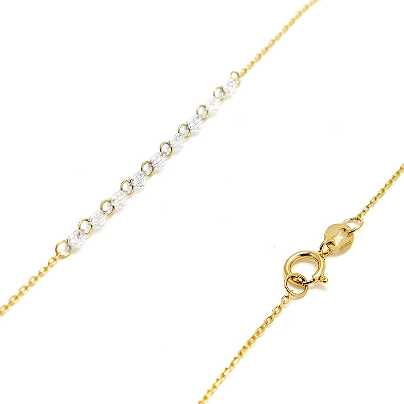 9 Pierced Lab Diamonds Alternating Connected Yellow Gold Necklace