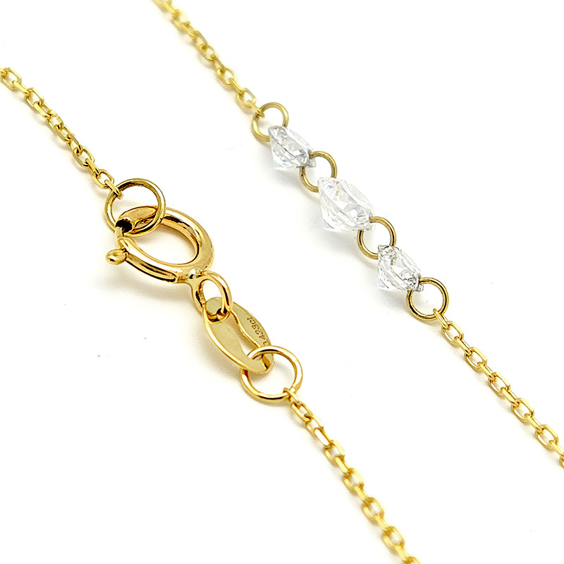 3 Stone Alternating Connected With Pierced Bail Lab Created Diamond Necklace with spring ring clasp