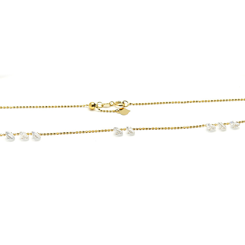8 Pierced Man Made Diamonds Alternating Adjustable Necklace