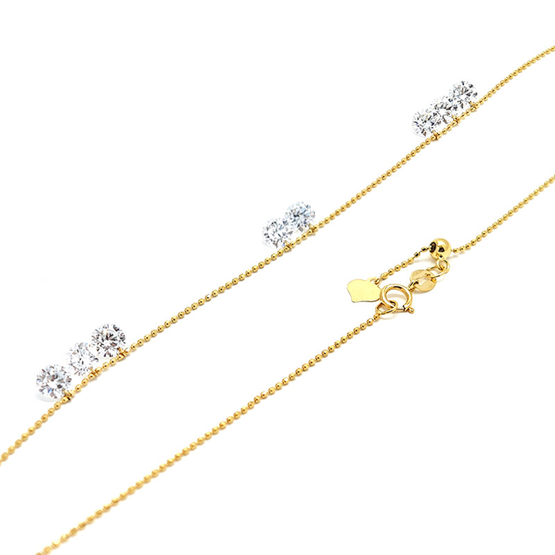 8 Pierced Man Made Diamonds Alternating Adjustable Necklace With Beads Chain place at an angle
